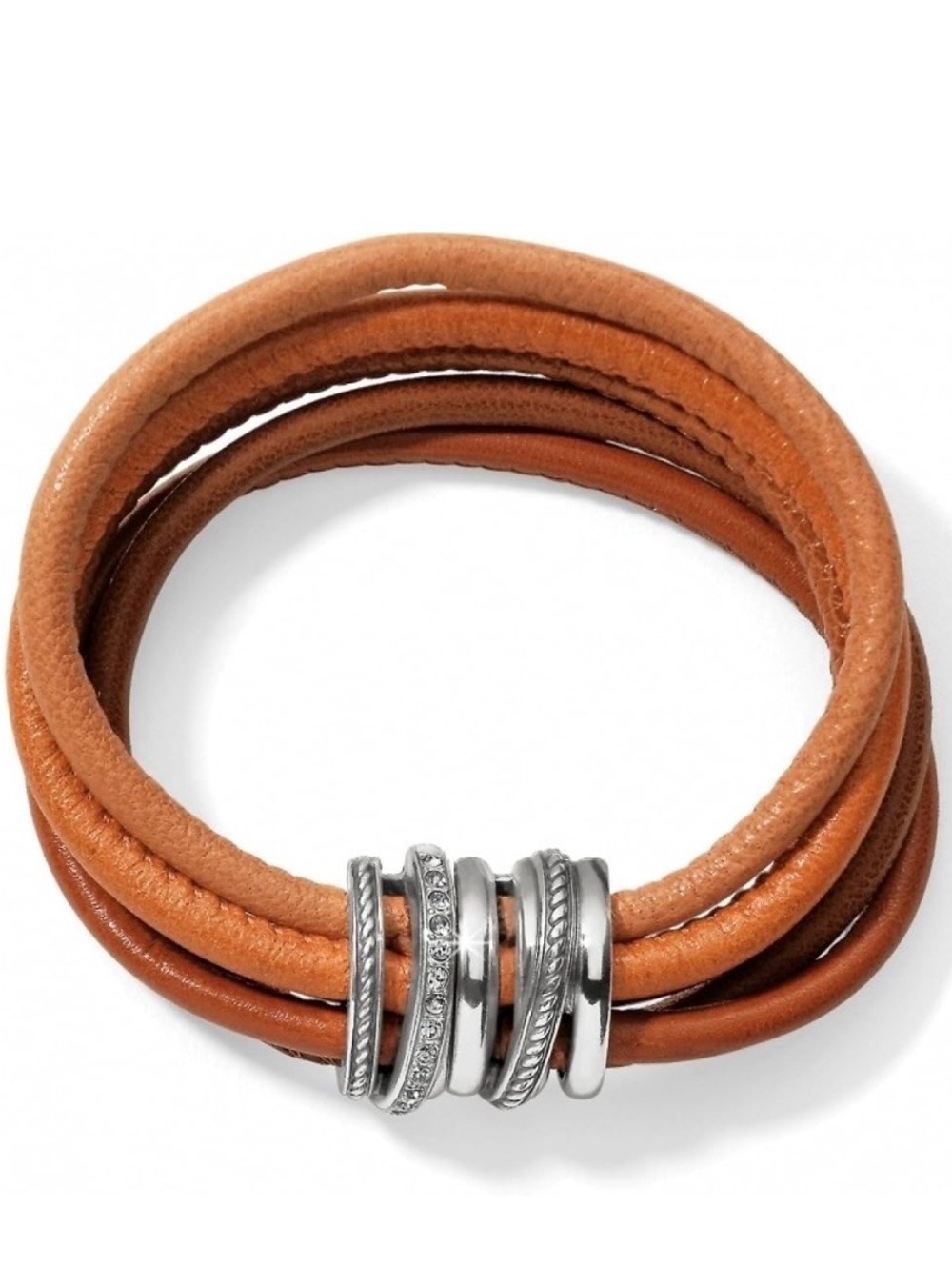 Brighton Neptune's Rings Topaz Leather Swarovski Crystal Bracelet HTF Color
